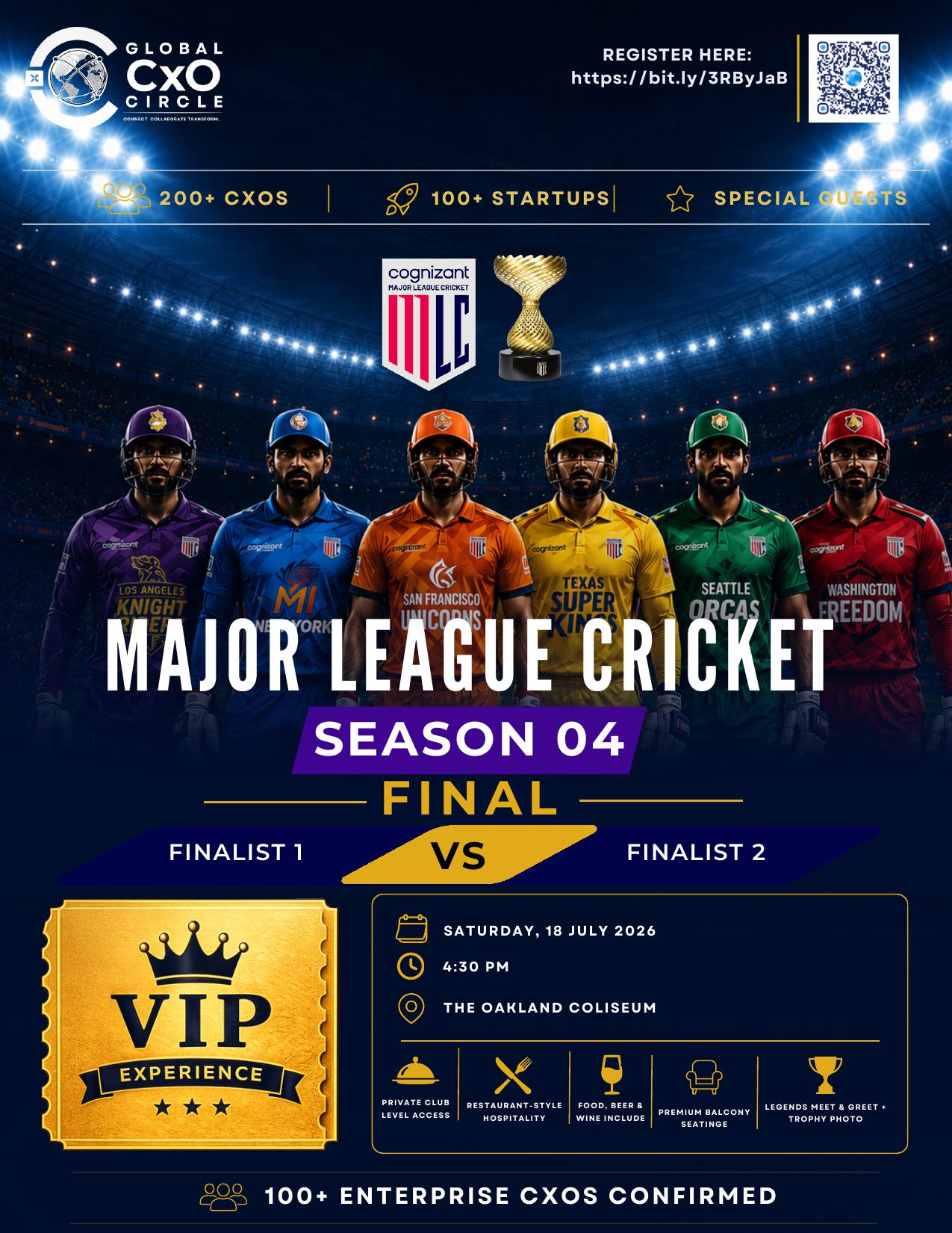 Major League Cricket Season 04 Final โ VIP Experience flyer