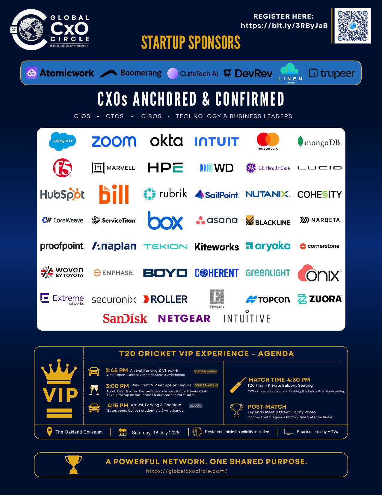 Major League Cricket VIP Experience โ agenda and confirmed CXOs & startup sponsors
